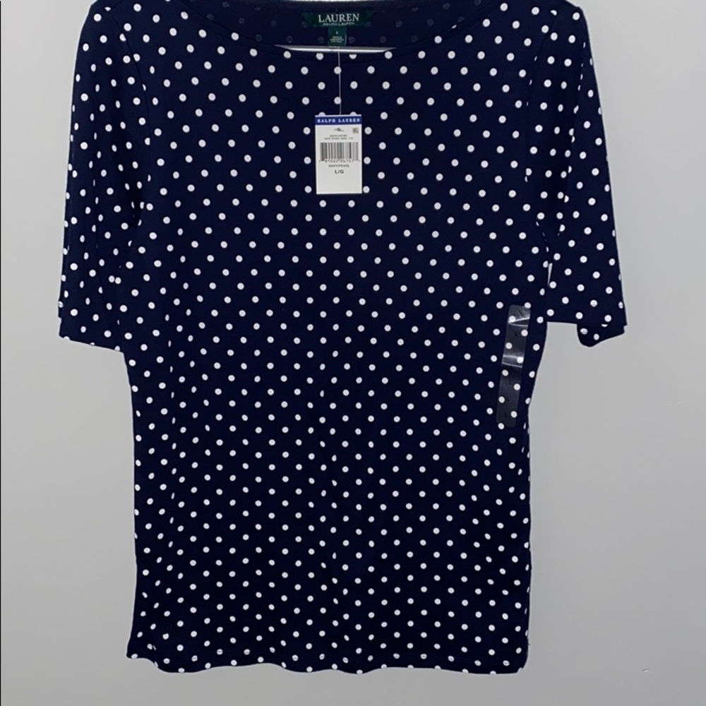 Navy blue with Polk a dots Ralph Lauren  shirt